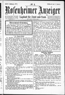 Rosenheimer Anzeiger Mittwoch 6. Januar 1886