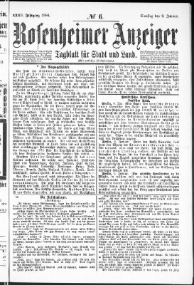 Rosenheimer Anzeiger Samstag 9. Januar 1886