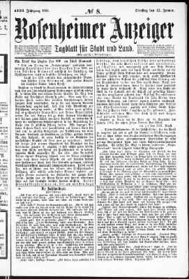 Rosenheimer Anzeiger Dienstag 12. Januar 1886