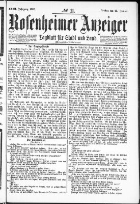 Rosenheimer Anzeiger Freitag 15. Januar 1886