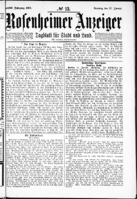 Rosenheimer Anzeiger Sonntag 17. Januar 1886