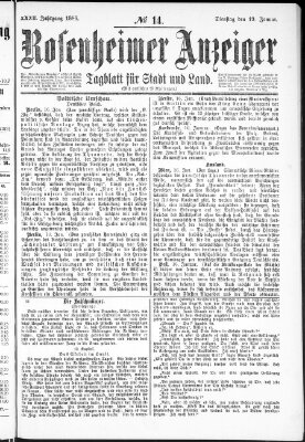 Rosenheimer Anzeiger Dienstag 19. Januar 1886