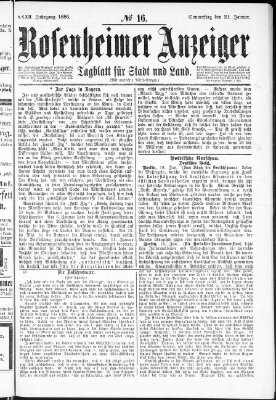 Rosenheimer Anzeiger Donnerstag 21. Januar 1886