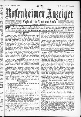 Rosenheimer Anzeiger Freitag 29. Januar 1886