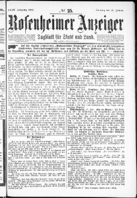 Rosenheimer Anzeiger Sonntag 31. Januar 1886