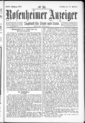 Rosenheimer Anzeiger Samstag 13. Februar 1886