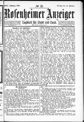 Rosenheimer Anzeiger Dienstag 16. Februar 1886