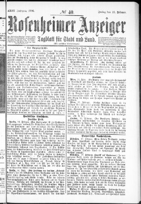 Rosenheimer Anzeiger Freitag 19. Februar 1886