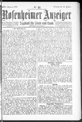 Rosenheimer Anzeiger Mittwoch 24. Februar 1886