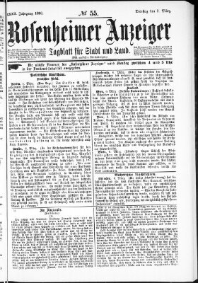 Rosenheimer Anzeiger Dienstag 9. März 1886