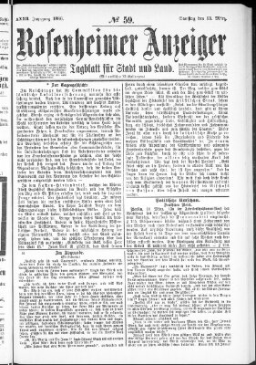 Rosenheimer Anzeiger Samstag 13. März 1886