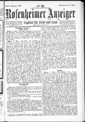 Rosenheimer Anzeiger Mittwoch 17. März 1886