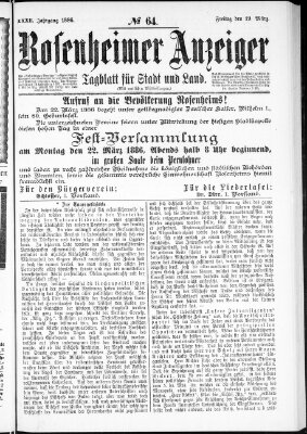 Rosenheimer Anzeiger Freitag 19. März 1886