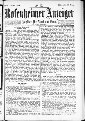 Rosenheimer Anzeiger Mittwoch 24. März 1886