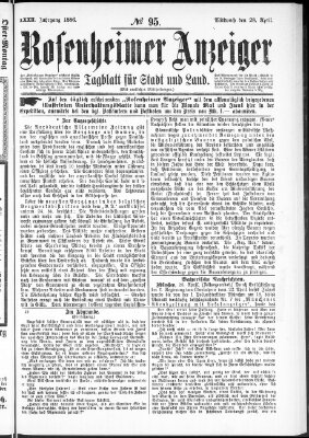 Rosenheimer Anzeiger Mittwoch 28. April 1886