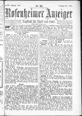 Rosenheimer Anzeiger Samstag 1. Mai 1886