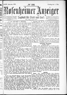 Rosenheimer Anzeiger Dienstag 4. Mai 1886