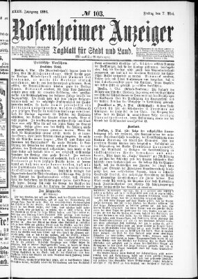 Rosenheimer Anzeiger Freitag 7. Mai 1886