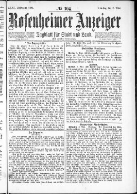 Rosenheimer Anzeiger Samstag 8. Mai 1886