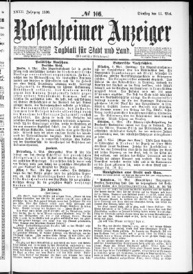 Rosenheimer Anzeiger Dienstag 11. Mai 1886