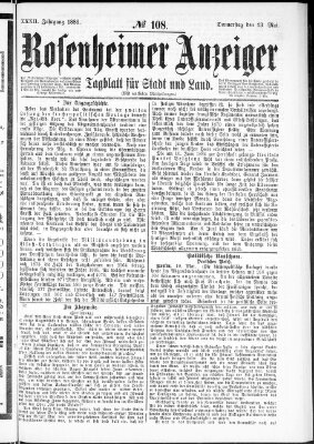 Rosenheimer Anzeiger Donnerstag 13. Mai 1886