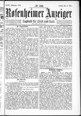 Rosenheimer Anzeiger Freitag 14. Mai 1886