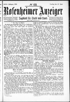 Rosenheimer Anzeiger Samstag 12. Juni 1886