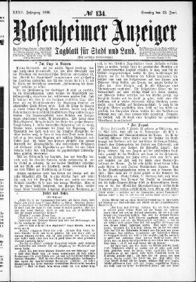 Rosenheimer Anzeiger Sonntag 13. Juni 1886