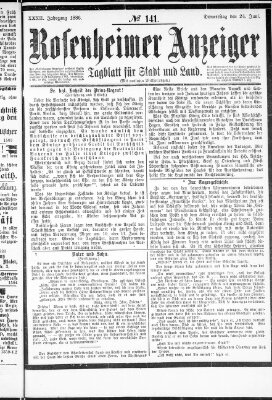 Rosenheimer Anzeiger Donnerstag 24. Juni 1886