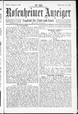 Rosenheimer Anzeiger Freitag 16. Juli 1886