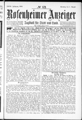 Rosenheimer Anzeiger Sonntag 1. August 1886