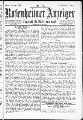 Rosenheimer Anzeiger Dienstag 10. August 1886