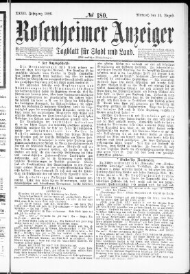 Rosenheimer Anzeiger Mittwoch 11. August 1886