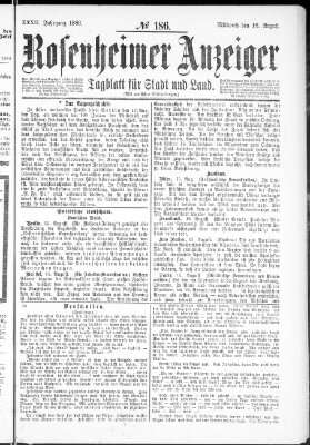 Rosenheimer Anzeiger Mittwoch 18. August 1886