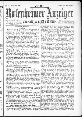 Rosenheimer Anzeiger Dienstag 24. August 1886