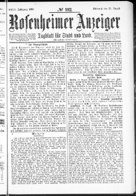 Rosenheimer Anzeiger Mittwoch 25. August 1886