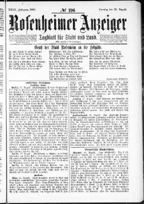 Rosenheimer Anzeiger Sonntag 29. August 1886