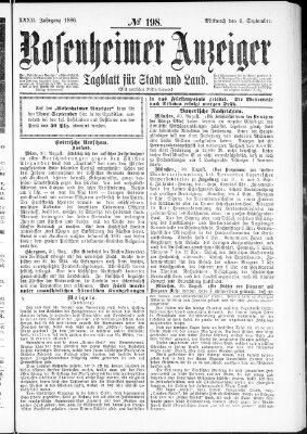 Rosenheimer Anzeiger Mittwoch 1. September 1886