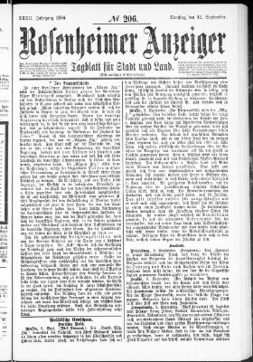 Rosenheimer Anzeiger Samstag 11. September 1886