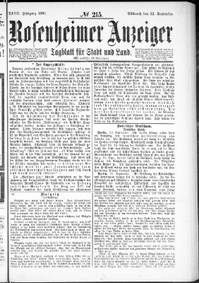 Rosenheimer Anzeiger Mittwoch 22. September 1886