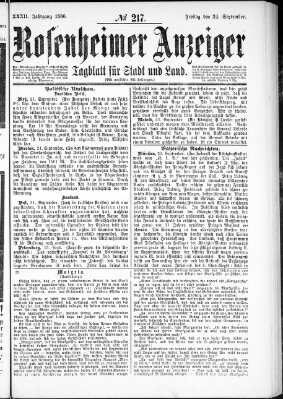 Rosenheimer Anzeiger Freitag 24. September 1886