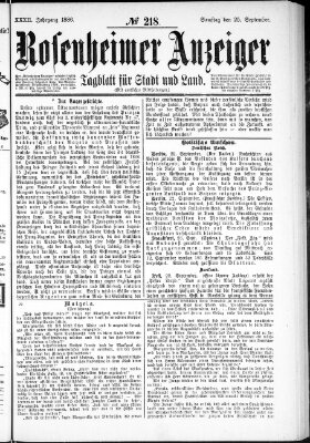 Rosenheimer Anzeiger Samstag 25. September 1886