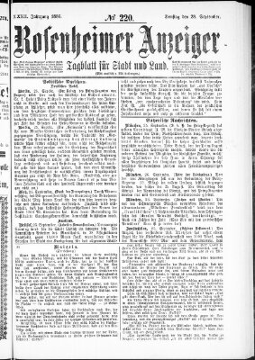 Rosenheimer Anzeiger Dienstag 28. September 1886