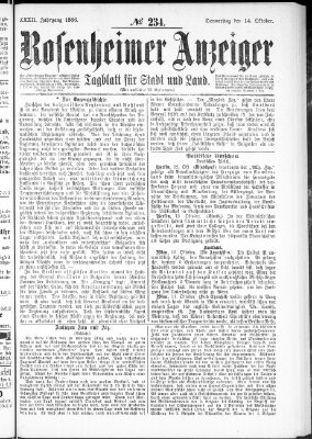 Rosenheimer Anzeiger Donnerstag 14. Oktober 1886