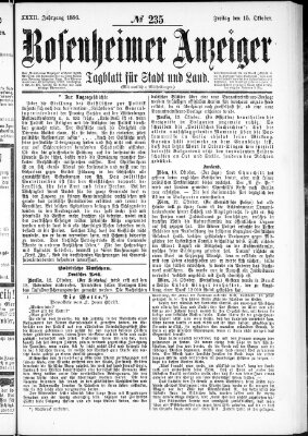 Rosenheimer Anzeiger Freitag 15. Oktober 1886