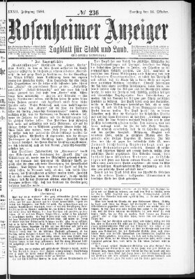 Rosenheimer Anzeiger Samstag 16. Oktober 1886