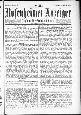 Rosenheimer Anzeiger Dienstag 26. Oktober 1886