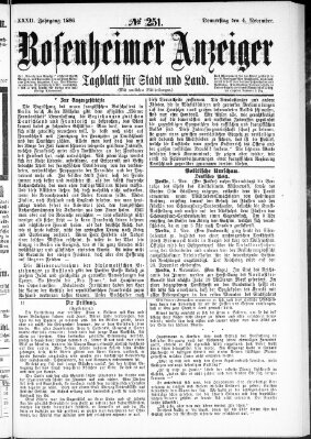 Rosenheimer Anzeiger Donnerstag 4. November 1886