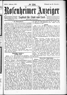 Rosenheimer Anzeiger Mittwoch 10. November 1886