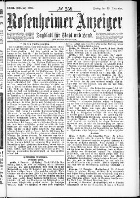 Rosenheimer Anzeiger Freitag 12. November 1886